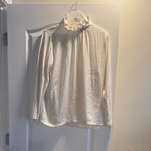 Banana Republic Cream Ruffle Neck Blouse